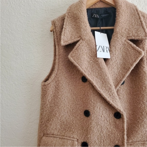 ZARA BOUCLE LONG VEST COAT New with tag - Picture 8 of 8